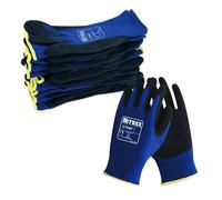 NITREX 270NF 10 Pairs of Gardening Gloves, Sandy Nitrile Palm Coating, Abrasion and Tearing Protection, Reduces Hand Fatigue, Blue/Black, Size 8