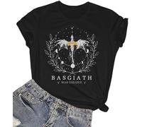 NITRFLA Basgiath War College T-Shirt Dragon Rider T-Shirt Graphic Tee Casual Bookish Short Sleeve Tops, Black1, L