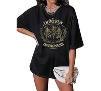 NITRFLA Manon Blackbeak Throne of Glass Oversized Shirt Women Book Lover Fans Top Tees Summer Short Sleeve Shirt, Black2, M