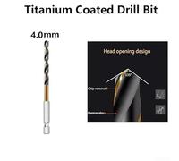 Nitride Coated HSS Drill Bits featuring 14 Different Sizes and Quick Change Hex Shank Design (4mm)