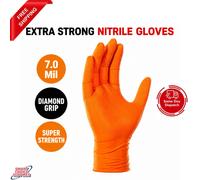 Industrade by Meditrade NITRIL Stellargrip Orange Nitrile Industrial Gloves - Diamond Texture for Enhanced Grip - Powder & Latex Free Disposable Gloves - 8.5g Thickness - Large - 50pcs