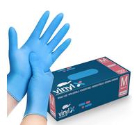 Nitrile Disposable Gloves - 100 Count, Blue, Latex Free, Powder Free, Textured Fingertips, Disposable, Medical, Food, Cleaning, Tattoo, Laboratory Use, Comfortable & Durable Exam Gloves (100, MEDIUM)