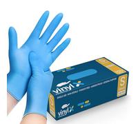 Nitrile Disposable Gloves - 100 Count, Blue, Latex Free, Powder Free, Textured Fingertips, Disposable, Medical, Food, Cleaning, Tattoo, Laboratory Use, Comfortable & Durable Exam Gloves (100, SMALL)