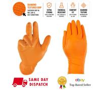 Industrade by Meditrade NITRIL Stellargrip Orange Nitrile Industrial Gloves - Diamond Texture for Enhanced Grip - Powder & Latex Free Disposable Gloves - 8.5g Thickness - Large - 50pcs