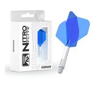 RED DRAGON Darts - Nitro Flite Integrated Flight & Shaft System - No.2 Shape and Design - White & Blue Colour, Short Length