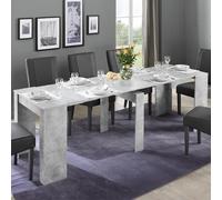 nitro large extending wooden dining table in cement effect