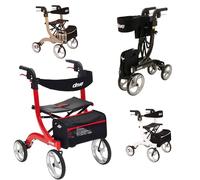 Nitro Rollator Walker Lightweight Folding 4 Wheel Walking Frame Mobility Aid - Options for Size and Colour (White, Medium)