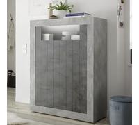 nitro wooden highboard with 2 doors in cement oxide and led