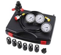 Nitrogen Accumulator Gas Charging Tools, Hydraulic Nitrogen Pressure Gauge Test Kit, Nitrogen Inflation Kit,with 3 Gauges, 7 Couplings And 1 Gas Hose