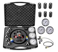 Nitrogen Charging Kit for Pressure Testing System, Gas Charge Tools with 7 Couplings, 3 Gauges (1500/4000/6000 PSI), 1 Hose for Excavators & Construction Machinery