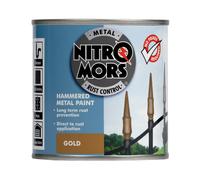 Nitromors Hammered Metal Paint UV Resistance Rust Protection for Metal Doors and Garden Furniture, Gold 250 ml