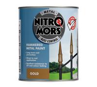 Nitromors Hammered Metal Paint Gold, 750 ml, UV Resistant, No Primer Needed, Ideal for Doors & Garden Furniture, Durable Rust Protection