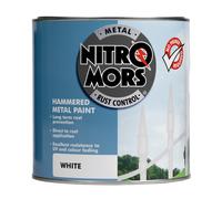 Nitromors Anti-Rust Hammered Finish Metal Paint, No Primer Required, White, 2.5 L