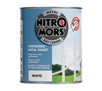Nitromors Hammered Metal Paint White, UV Resistant Paint for Metal Doors, Gates and Furniture, Rust Protection and No Primer Needed, 750ml