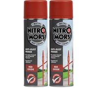 Nitromors Anti-Rust Primer Fast Drying Rust Resistant Metal Spray Paint for Comprehensive Surface Protection, Red Oxide 500 ml (Pack of 2)