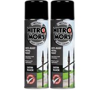 Nitromors Anti-Rust Satin Finish Metal Spray Paint, Aerosol Can, Black, 500 ml (Pack of 2)