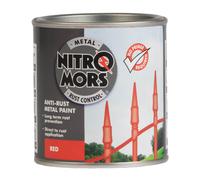 Nitromors Smooth Metal Paint - Rust Protection for Metal Doors, Garden Furniture, Gates, and Railings - No Primer Required, UV Resistant, Red 250 ml
