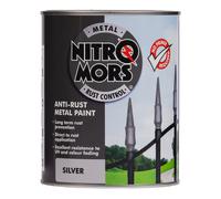 Nitromors Smooth Metal Paint for Doors, Furniture and Gates, No Primer Needed Rust Protection for Ferrous and Non-Ferrous Surfaces, Silver 750 ml