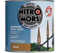 Nitromors Hammered Metal Paint, Gold 2.5 L, No Primer Required, Rust & UV Protection, for Doors, Gates, Furniture, Metal Surfaces