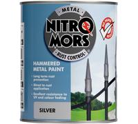 Nitromors Hammered Metal Paint for Metal Doors Furniture Gates with Rust Protection UV Resistance, Silver 750 ml