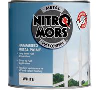 Nitromors Anti-Rust Hammered Finish Metal Paint, No Primer Required, White, 2.5 L