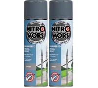 Nitromors Grey 500ml Hammered Metal Spray Paint - UV & Rust Resistant, No Primer Needed, Ideal for Metal Doors & Garden Furniture (Pack of 2)