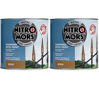 Nitromors Hammered Metal Paint, Gold 2.5 L, No Primer Required, Rust & UV Protection, for Doors, Gates, Furniture, Metal Surfaces (Pack of 2)