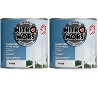 Nitromors Hammered Metal Paint, Rust Protection for Metal Doors and Garden Furniture, UV Resistant, No Primer Needed, White 2.5 L (Pack of 2)
