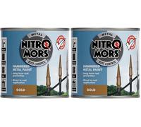 Nitromors Hammered Metal Paint UV Resistance Rust Protection for Metal Doors and Garden Furniture, Gold 250 ml (Pack of 2)