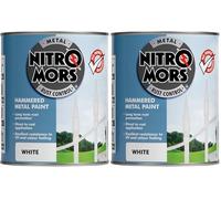Nitromors Hammered Metal Paint White, UV Resistant Paint for Metal Doors, Gates and Furniture, Rust Protection and No Primer Needed, 750ml (Pack of 2)