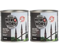 Nitromors Smooth Metal Paint - Durable Rust Protection & UV Resistant - Ideal for Metal Doors, Garden Furniture, Gates and Railings, Black 250 ml (Pack of 2)