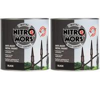 Nitromors Smooth Metal Paint for Metal Doors Garden Furniture Gates Railings, Rust Protection No Primer Needed UV Resistant Black, 2.5 L (Pack of 2)