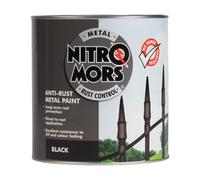 Nitromors Smooth Metal Paint for Metal Doors Garden Furniture Gates Railings, Rust Protection No Primer Needed UV Resistant Black, 2.5 L