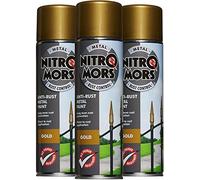 Nitromors Smooth Metal Paint - Gold 500ml Aerosol - 3 Pack | Protection Against Rust and Corrosion | Superior Coverage |NGI500