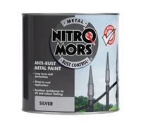 Nitromors Smooth Metal Paint - Rust Protection UV Resistance for Metal Doors, Gates & Garden Furniture - No Primer Needed, Silver 2.5L