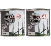 Nitromors Smooth Metal Paint Silver 250ml Rust Protection & UV Resistance for Doors, Gates & Furniture (Pack of 2)