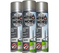 Nitromors Smooth Metal Paint - Silver 500ml Aerosol - 3 Pack | Protection Against Rust and Corrosion | Superior Coverage |NSP500