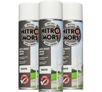 Nitromors Smooth Metal Paint - White 500ml Aerosol - 3 Pack | Protection Against Rust and Corrosion | Superior Coverage |NWI500