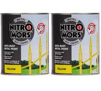 Nitromors Smooth Metal Paint Yellow, 750 ml, Durable Rust-Resistant Paint for Metal Doors, Garden Furniture, Gates & Railings, UV Protection (Pack of 2)