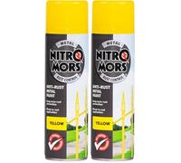 Nitromors Smooth Metal Spray Paint Yellow 500 ml - UV & Rust Resistant Paint for Metal Furniture, Gates & Railings, No Primer Needed (Pack of 2)