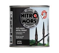 Nitromors Smooth Satin Finish Metal Paint - No Primer Required - UV & Rust Protection for Metal Doors & Furniture 250 ml
