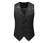 NITRY Men Basic Vest Men Casual Handsome Fashion Suit West Men Temperament Vintage Trend Blazer West Men Youth Classic All-Match West B-Black XXL