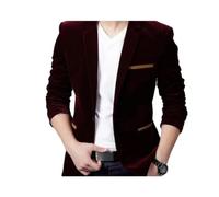 NITRY Men Blazer Men Urban Business Work Suit Men Trend Digital Printing Longsleeve Suit Men Casual Fashion Solid Color Suit Jacket C-Wine Red M