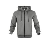 NITRY Men Hooded Pullover Zipper Placket Sport Casual Transition Jacket Classic Trend All-Match Solid Color Long Sleeved Sweatshirt F-Grey M