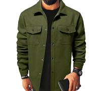 NITRY Men Jacket Men Casual Lapels Solid Color Long Sleeve Jacket Men Temperament Trend Business Work Jacket Men Classic Fashion All-Match Transition Jacket D-Army Green L