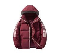 NITRY Men Jacket Thicken Comfortable Men Warm Cotton Jacket Casual Fashion Men With Hood Cold Jacket Youth Classic Men Trend Outdoor Jacket C-Dark Red XXL