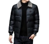 NITRY Men Long Sleeve Jacket Thickened Comfortable Men Warm Cotton Jacket Classic Trend Men All-Match Cold Jacket Lightweight Fashion Men Casual Outdoor Jacket A-Black XL