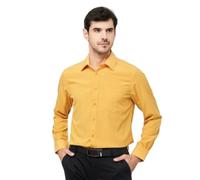 NITRY Men Long-Sleeved Shirts Lightweight Regular Fit Fashion T-Shirt Modern Business Casual Work Shirt K-Yellow XL