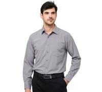 NITRY Men Long-Sleeved Shirts Lightweight Regular Fit Fashion T-Shirt Modern Business Casual Work Shirt E-Grey L