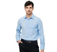 NITRY Men Long-Sleeved Shirts Lightweight Regular Fit Fashion T-Shirt Modern Business Casual Work Shirt B-Light Blue S